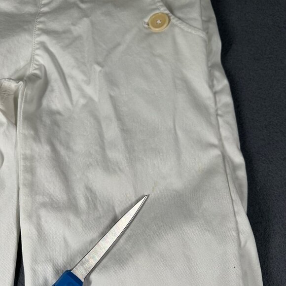 Banana Republic Womens 6 Martin Fit White Wide Leg Pants Buttons *Stains - Picture 4 of 16